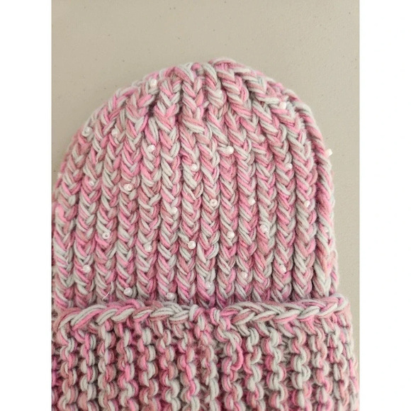NWT By Anthropologie Pearl Knit Beanie Pink One Size - Picture 7 of 13